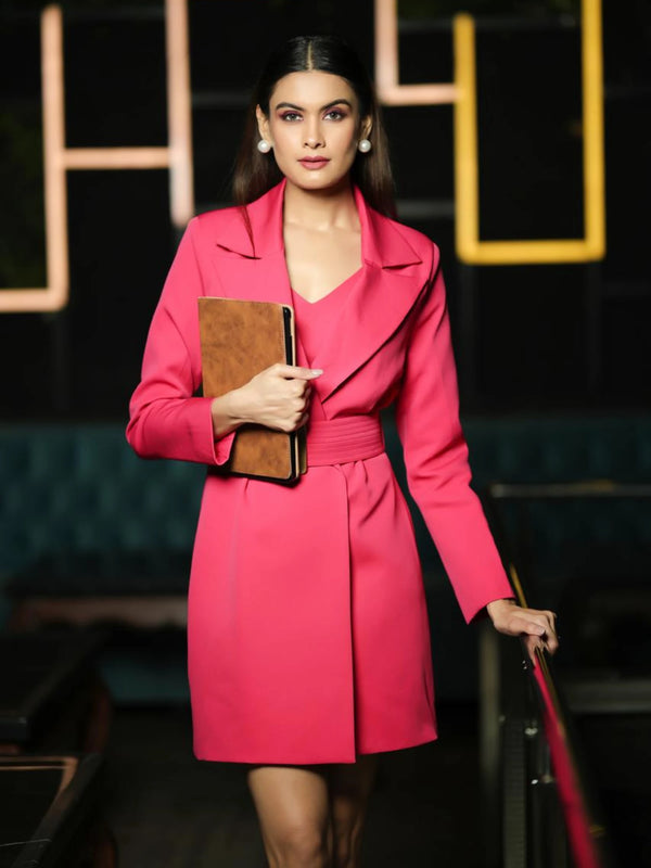 Hot Pink Statement Mini Blazer Dress