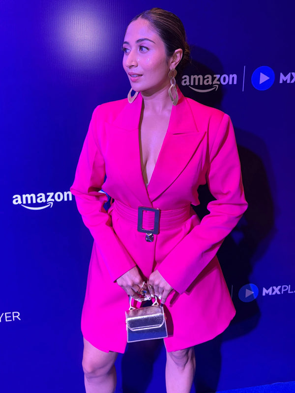 Hot Pink Statement Mini Blazer Dress