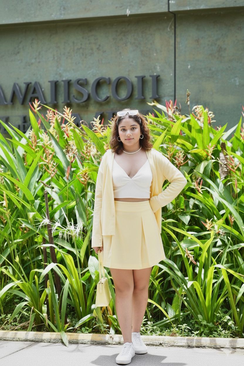 Butter Yellow Pleated Skirt & Shirt