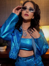 Blue Metallic Co-ord Set 3pcs