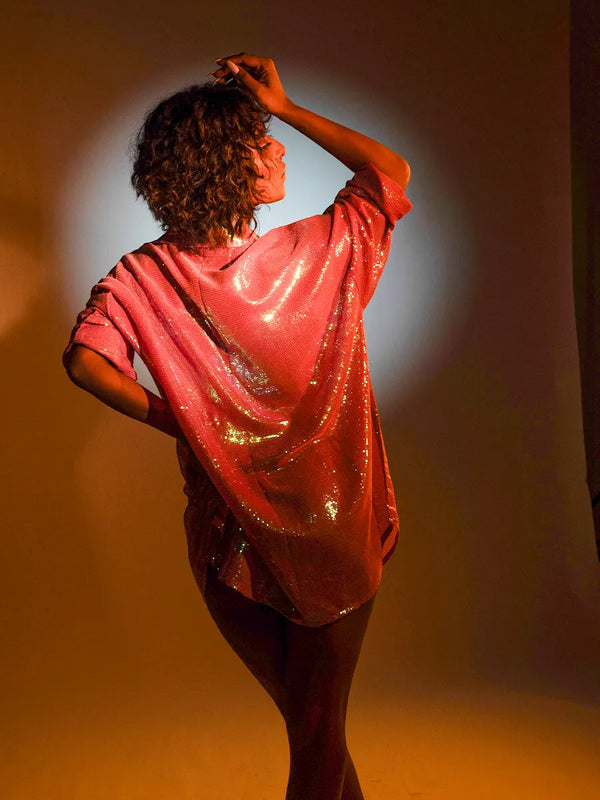 Attractive Purple Sequin Shirt Women