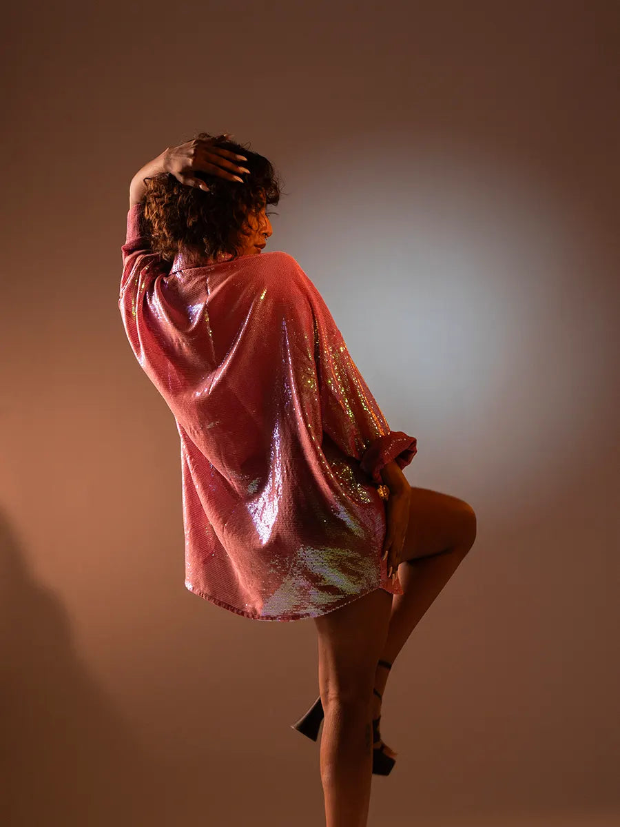 Attractive Purple Sequin Shirt Women