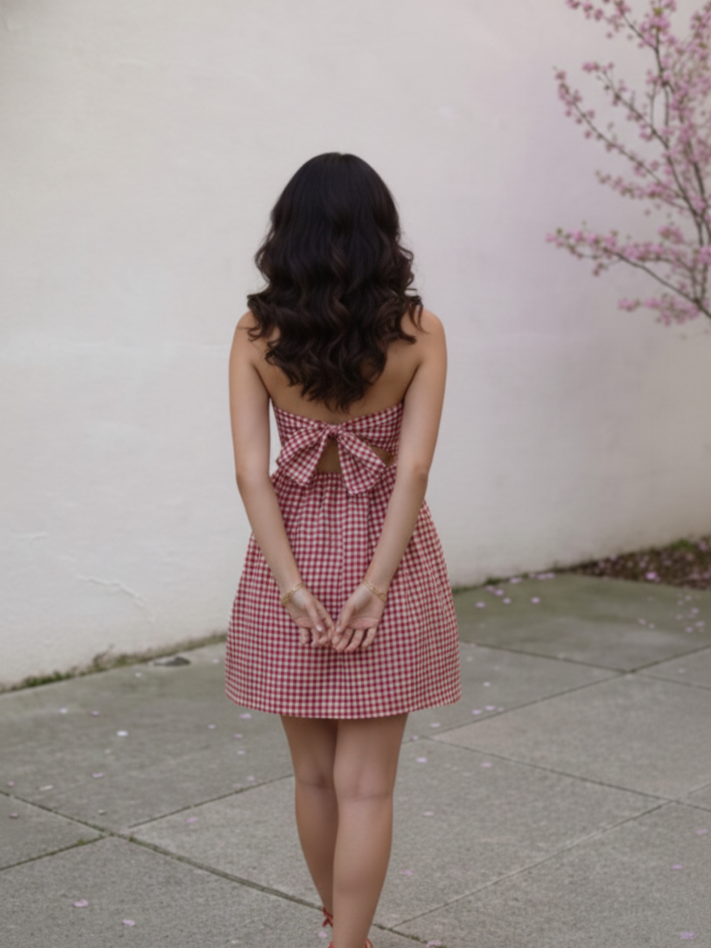 Red Check Halter Mini dress