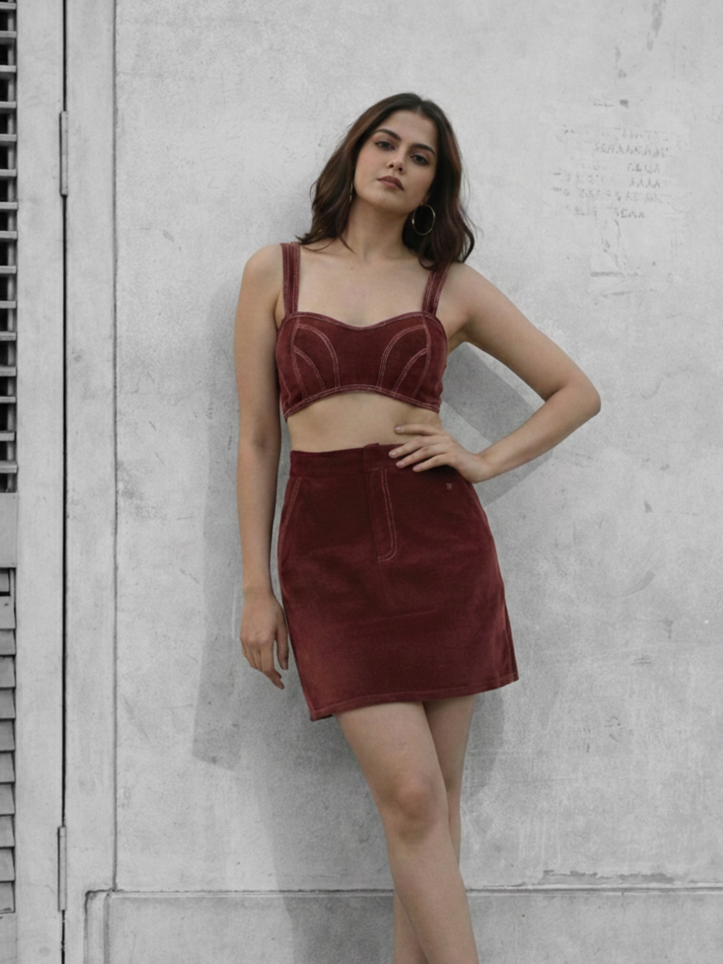 Red Denim 3psc coord set