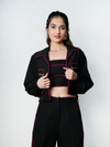 Black & Pink Piping Short Jacket image 0