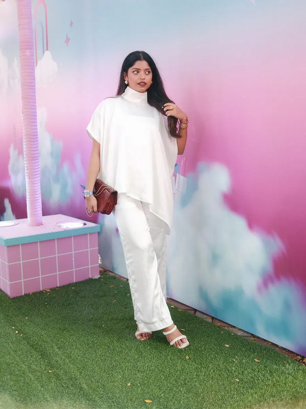 White Satin Co-ord Set