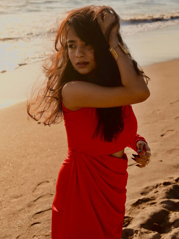 Red Blaze Cutout Gown