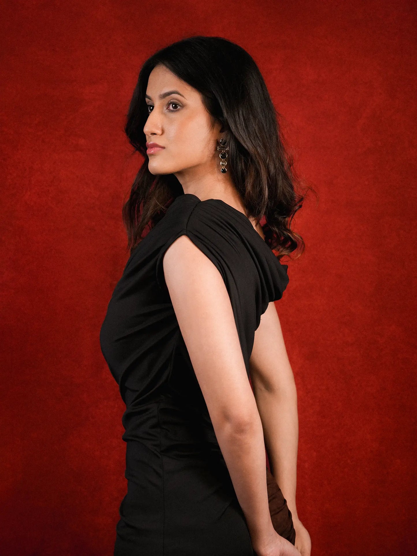 Timeless Black Draped Bodycon Gown image 7