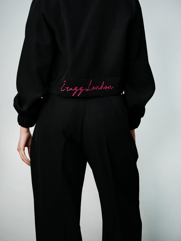 Black & Pink Piping Short Jacket