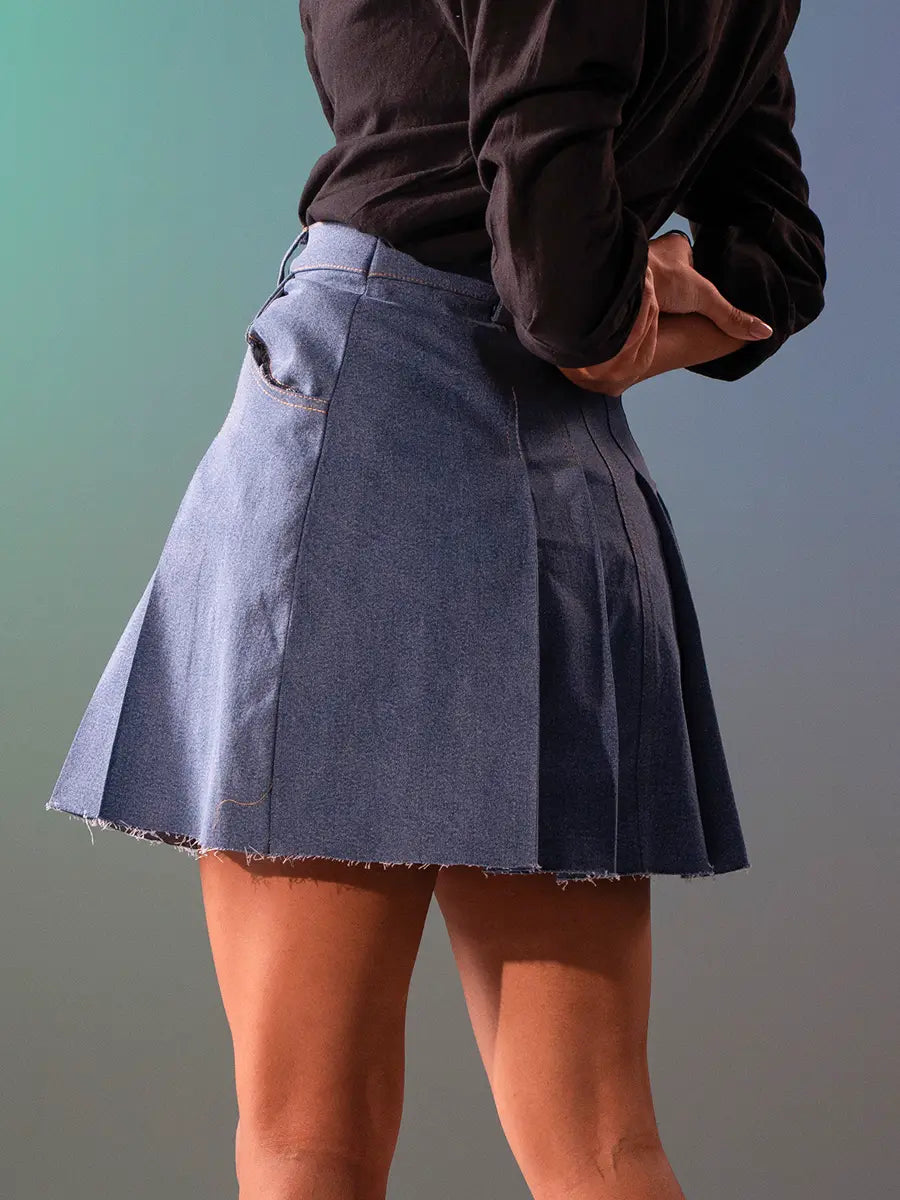 Denim Pleat Skirt image 1