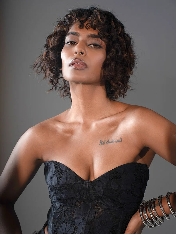 Black Lace Corset Top & Skirt