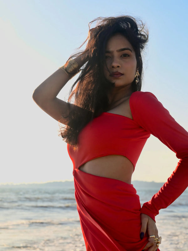 Red Blaze Cutout Gown