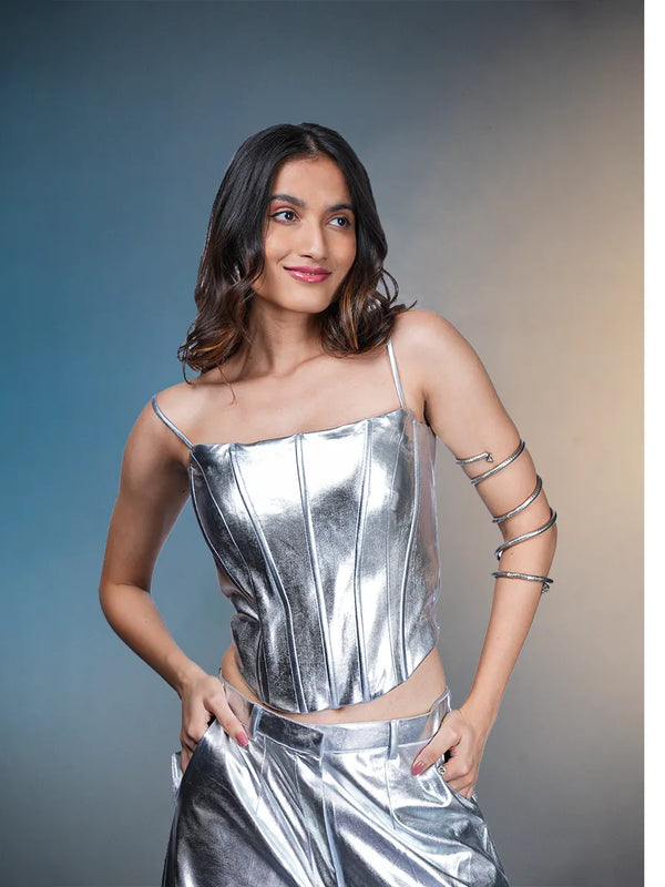 Silver Metallic Corset