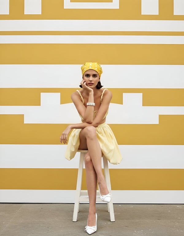 Butter Yellow Crop Top & Bubble Skirt Set