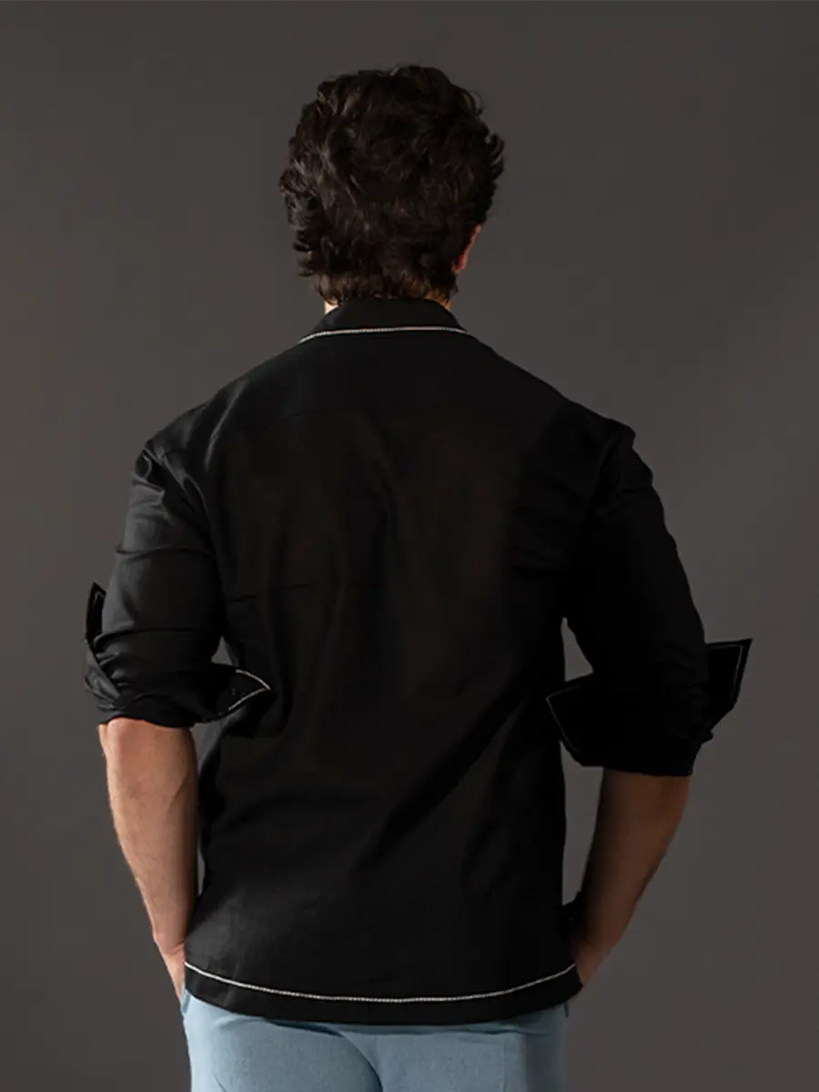 Black Shirt with Thread Detail image 2