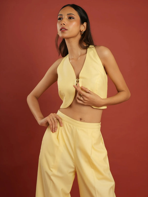 Butter Yellow Waistcoat & Trouser Coord Set