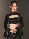 Black Sequin Crop Top image 0