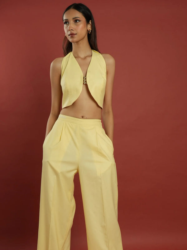Butter Yellow Waistcoat & Trouser Coord Set