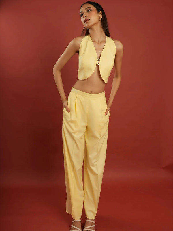 Butter Yellow Waistcoat & Trouser Coord Set