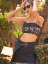 Denim Foiling crop & skirt coord set image 0