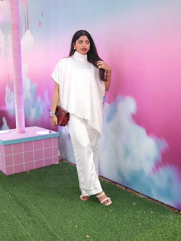 White Satin Co-ord Set