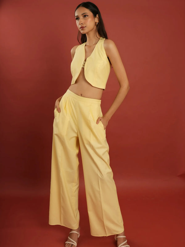 Butter Yellow Waistcoat & Trouser Coord Set