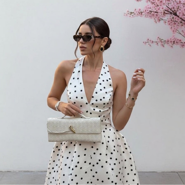 Polka Halterneck Corset Flared Dress