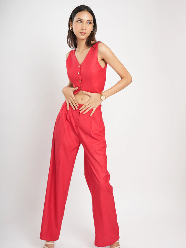 Pleated Trousers with Waistcoat Coord Set