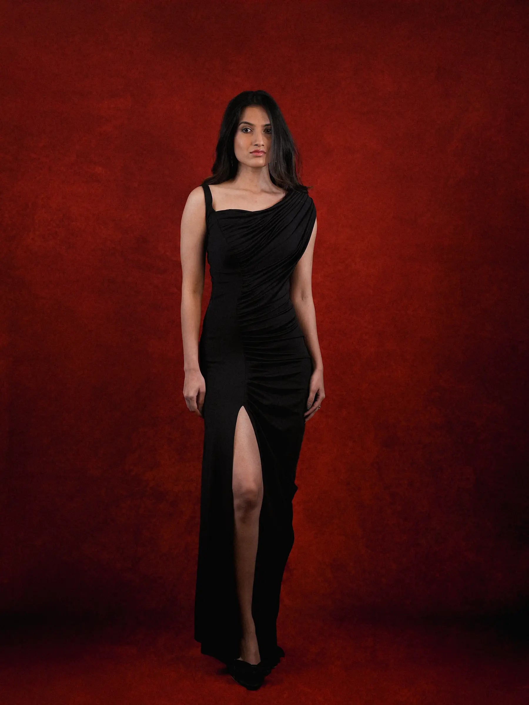 Timeless Black Draped Bodycon Gown image 10