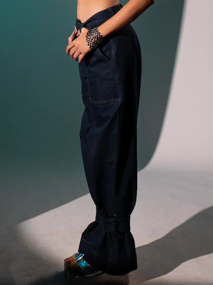 Loose Fit High Waisted Denim Pants image 3