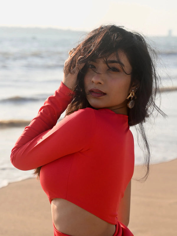 Red Blaze Cutout Gown