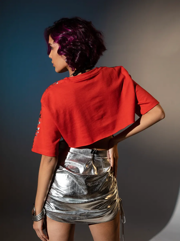 Metallic Ruched Skirt