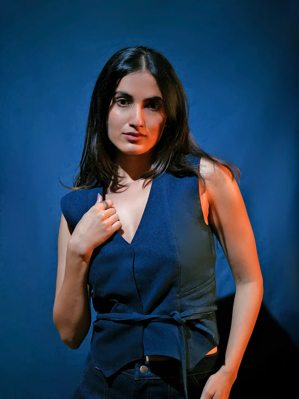 Chic Denim Waistcoat & Wide-Leg Trouser Coord Set