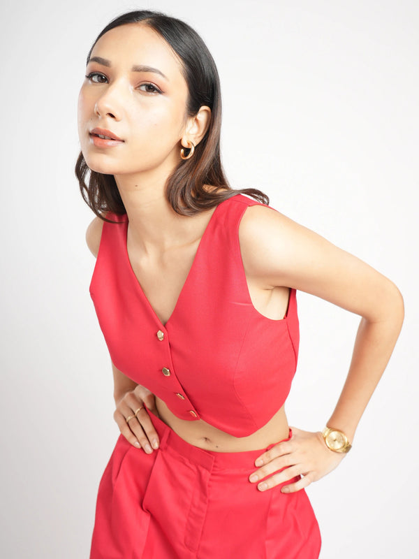 Pleated Trousers with Waistcoat Coord Set