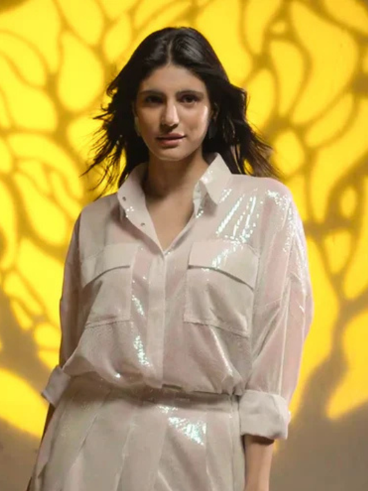 White Sequin Shirt